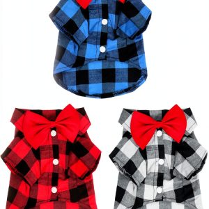 Tongcloud Plaid Dog Shirt Polyester Cotton Pet Clothing-0