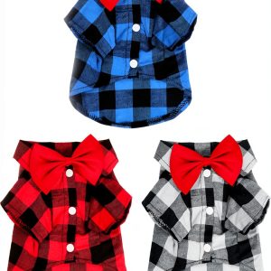 Tongcloud Plaid Dog Shirt Polyester Cotton Pet Apparel-0