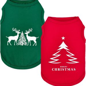 Vehomy Christmas Dog Shirts Soft Cotton Pet Costume-0