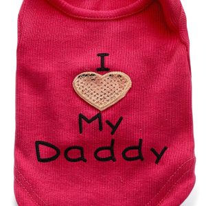 Petall Dog Shirt Knitted Rib T-shirt Heart Pattern Small-0